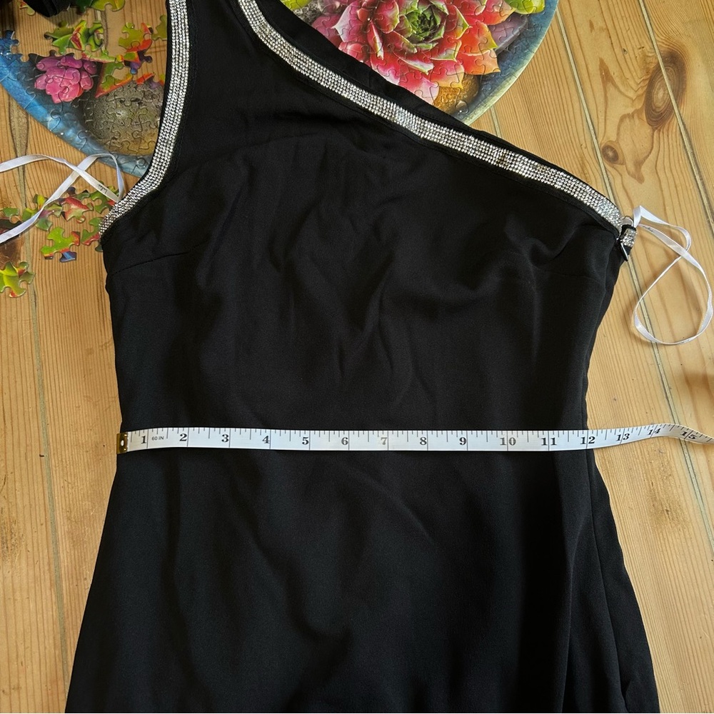 NWT Lulus Glamorous Muse Black Rhinestone One-Shoulder Maxi Dress - Picture 5 of 9